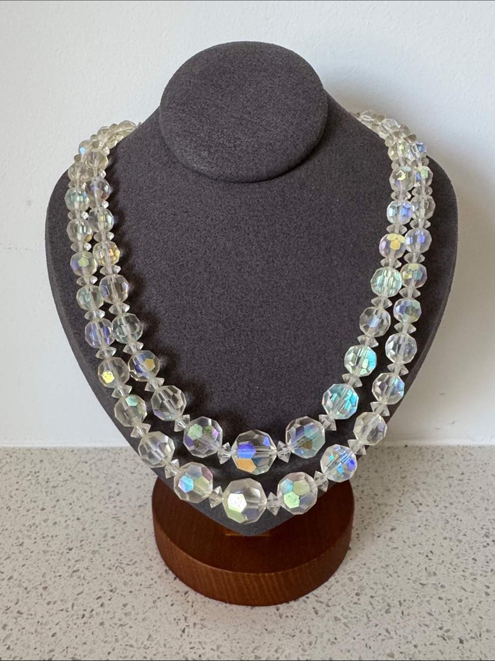 Vintage Coro double-strand Aurora Borealis (AB) necklace